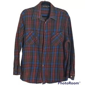 Vintage Big Mac St Johns Bay JCPenney Flannel Shirt LARGE USA Missing Buttons